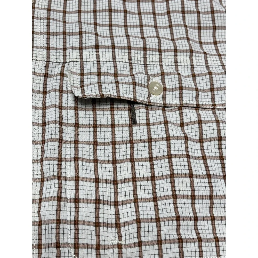 Men's The North Face‎ Brown Check Modal Hiking Button Up Shirt Size XL